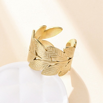 304 Stainless Steel Open Cuff Ring for Women RJEW-Z083-02G-02-1