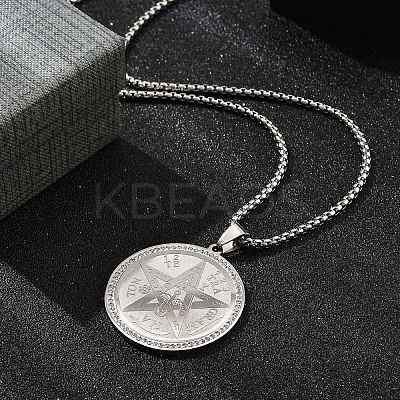 201 Stainless Steel Rhinestone Pendant Necklaces for Women NJEW-U021-01P-1