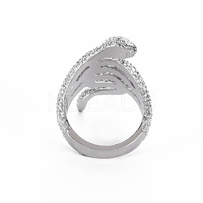 Snake Shape Rack Plating Alloy Wide Band Rings RJEW-Q163-019B-RS-1