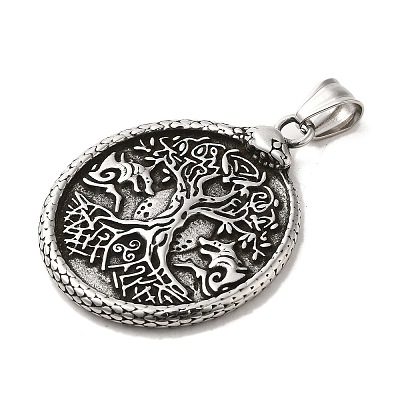304 Stainless Steel Big Pendants STAS-D091-12AS-1
