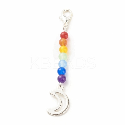 Chakra Theme Natural & Dyed Malaysia Jade Beaded Pendant Decorations HJEW-JM00642-01-1