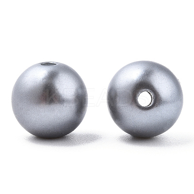 Spray Painted ABS Plastic Imitation Pearl Beads OACR-T015-05C-02-1