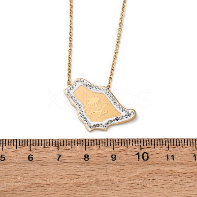 304 Stainless Steel Crystal Rhinestone Saudi Arabia Country Map Pendant Necklaces NJEW-R026-08G-1