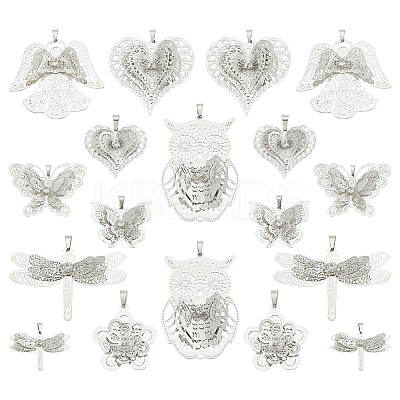 18Pcs 9 Styles Brass Rhinestone Pendants FIND-PH0020-70-1