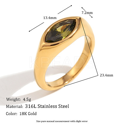 316L Stainless Steel with Cubic Zirconia Finger Rings FS-WGB17C9-15-1