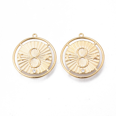 Brass Micro Pave Clear Cubic Zirconia Pendants KK-N232-158-NF-1