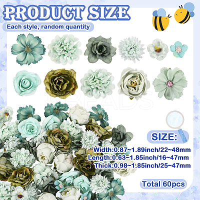 60Pcs Cloth Flower DIY-SP0005-73A-1