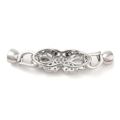 Rack Plating Brass Pave Clear Cubic Zirconia Fold Over Clasps KK-H447-14P-1
