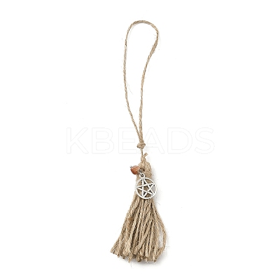 Halloween Witch Jute Cord Tassels Pendant Decorations HJEW-JM04045-1