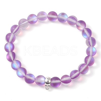8mm Round Synthetic Moonstone Beaded Stretch Bracelets Making BJEW-JB11394-1