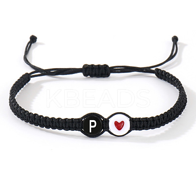 304 Stainless Steel Alphabet Beads Braided Bead Bracelets RY3090-42-1