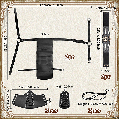 Medieval Style Adjustable PU Leather with Iron Fencing Sheath AJEW-OC0005-09-1