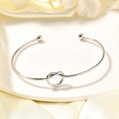 Non-Tarnish Knot Shape Cuff Bangle BJEW-N013-007-1