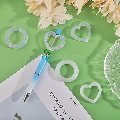 12Pcs 6 Style Heart/Ring Glitter Silicone Beads SIL-CA0002-82-1