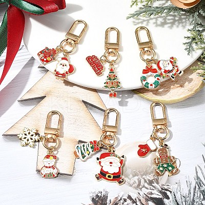 Christmas Alloy Enamel Pendant Decorations HJEW-YW00048-01-1