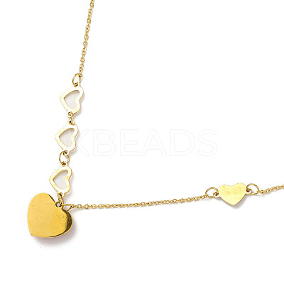 Ion Plating(IP) Rhinestone Heart Pendant Necklace NJEW-M199-03G-1