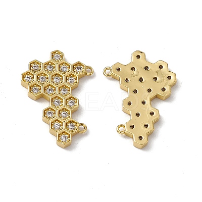 Rack Plating Brass Micro Pave Clear Cubic Zirconia Connector Charms KK-M231-14G-1