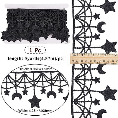 5Yards Moon Star Polyester Lace Trim OCOR-GF0004-06-1