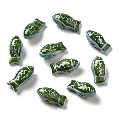 Handmade Printed Porcelain Beads PORC-E015-17J-1