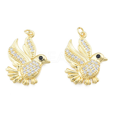 Brass Micro Pave Clear Cubic Zirconia Pendants ZIRC-N039-243-1