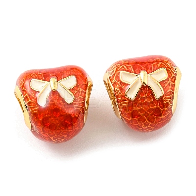 Christmas Brass Enamel European Beads KK-M247-30C-G-1