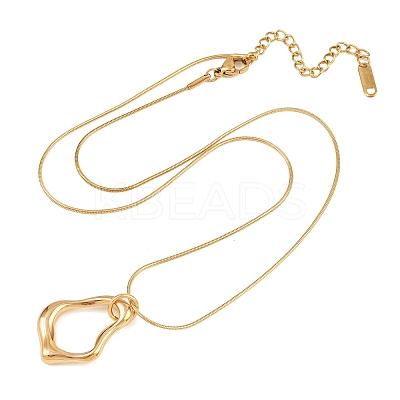 304 Stainless Steel Hollow Irregular Teardrop Pendant Round Snake Chain Necklaces for Women NJEW-G188-01G-1