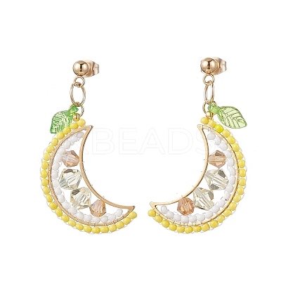 fruits Glass Stud Earrings EJEW-MZ00524-03-1