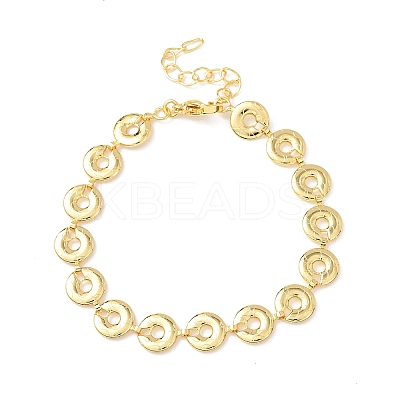 Brass Link Chain Bracelets for Women BJEW-C140-09G-1