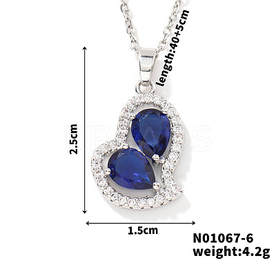 Elegant and Unique Style Brass & Glass Lock Collar Heart Pendant Necklaces for Women FN1868-6-1