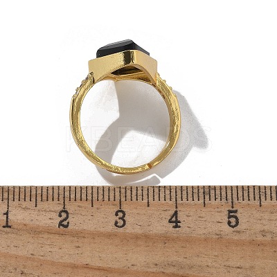 Rhombus Natural Obsidian Finger Rings RJEW-B113-01G-07-1