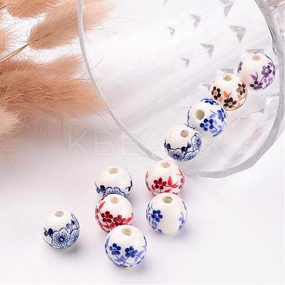 Floral Printed Porcelain Beads PORC-CF187Y-CF190Y-1