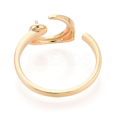 Moon Brass Micro Pave Clear Cubic Zirconia Cuff Ring Settings KK-T076-23G-1