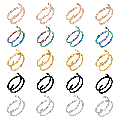 20Pcs 5 Colors 304 Stainless Steel Spiral Nose Rings Set AJEW-FI0001-01-1