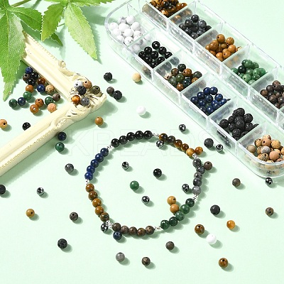 DIY Natural & Synthetic Gemstone Round Beads Stretch Bracelets Making Kits DIY-YW0011-49-1
