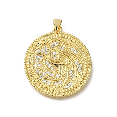 Rack Plating Brass with Cubic Zirconia Pendants KK-Z086-60G-1