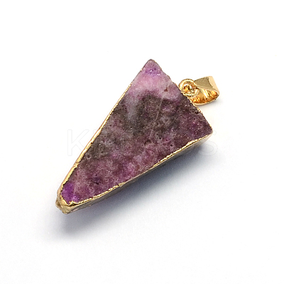 Plated Natural Druzy Agate Triangle Pendants G-R275-08-1