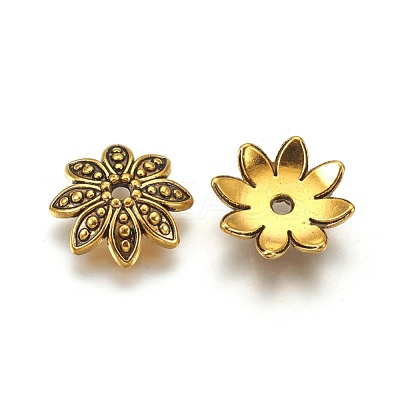 8-Petal Tibetan Style Alloy Flower Bead Caps TIBEB-2347-AG-LF-1