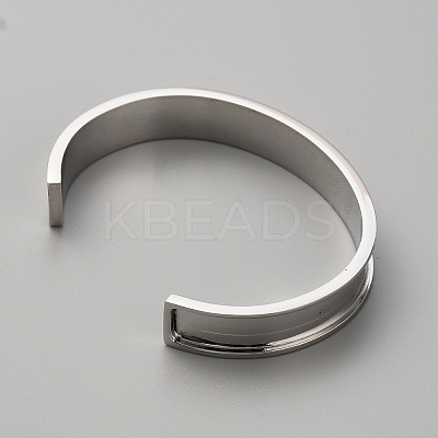 304 Stainless Steel Grooved Cuff Bangles BJEW-WH0019-07P-1