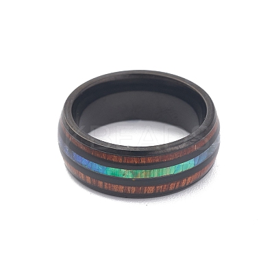 Ion Plating(IP) 304 Stainless Steel Paua Shell Cuff Ring for Women LS-RJEW-M014-01B-E-1