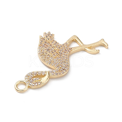 Rack Plating Brass Micro Pave Clear Cubic Zirconia Bird Pendants KK-L155-67G-1