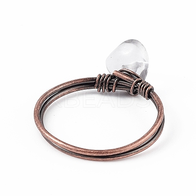 Natural Quartz Crystal Chips Finger Ring RJEW-L082-03R-02-1