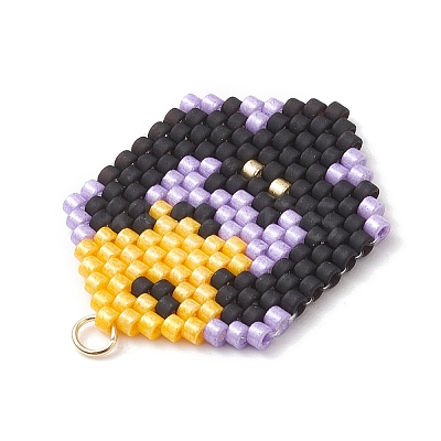 5Pcs Hallowen Theme Glass Seed Beaded Pendants PALLOY-MZ00873-1
