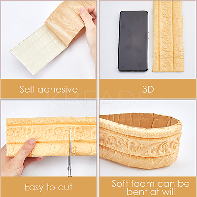 2Pcs Foam 3D Self-Adhesive Waterproof Wallpaper Border DIY-GF0010-19C-1