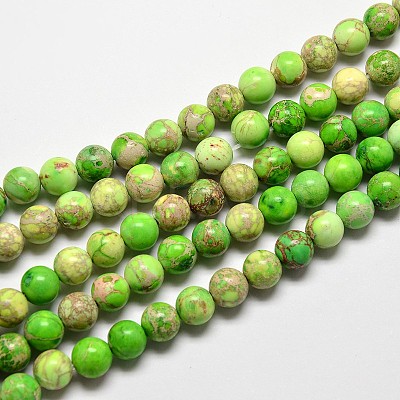 Natural Imperial Jasper Beads Strands G-I122-6mm-M-1