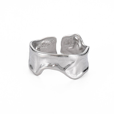 Non-Tarnish 304 Stainless Steel Irregular Cuff Ring RJEW-N038-039P-1