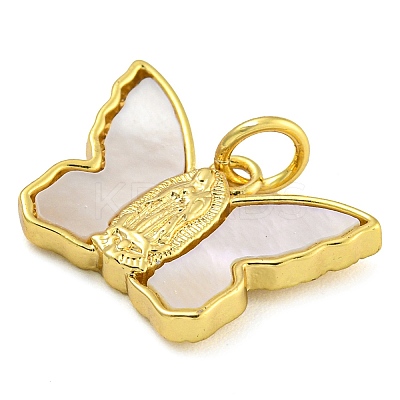 Brass Pendants with Shell and Jump Rings KK-D534-01G-1