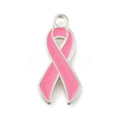 Breast Cancer Pink Awareness Ribbon Theme Alloy Enamel Pendants ENAM-C026-01A-S-1