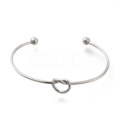 Non-Tarnish 304 Stainless Steel Knot Cuff Bangles for Women BJEW-M233-04P-1