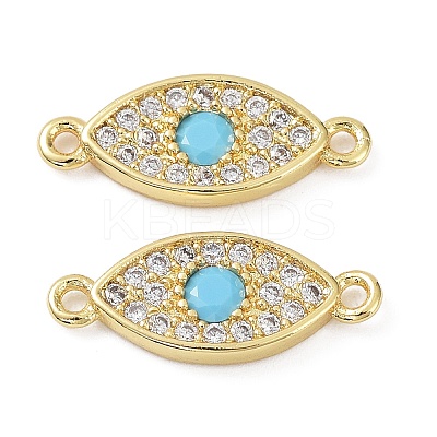 Rack Plating Brass Pave Cubic Zirconia Connector Charms KK-B076-09G-1