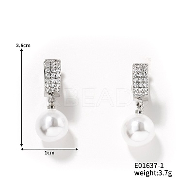 Elegant French Style Fashion Imitation Pearl Hoop Earrings for Women with Shiny Design BD2550-1-1